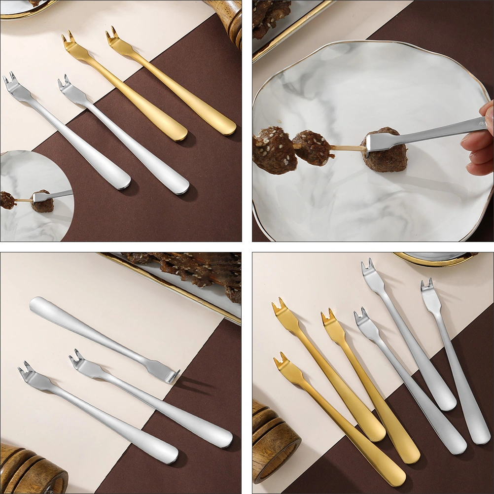 1 Set 4Pcs Stainless Steel Meat Forks Barbecue Serving Forks (Assorted Color)