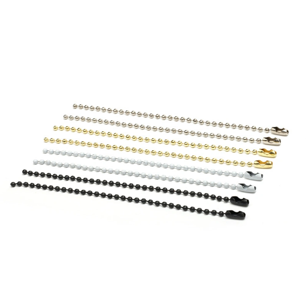 100PCS Long Bead Connector Clasp Ball Chain Keychain Tag Key Rings Adjustable Antiqued Metal Bead Steel Chain (Golden)