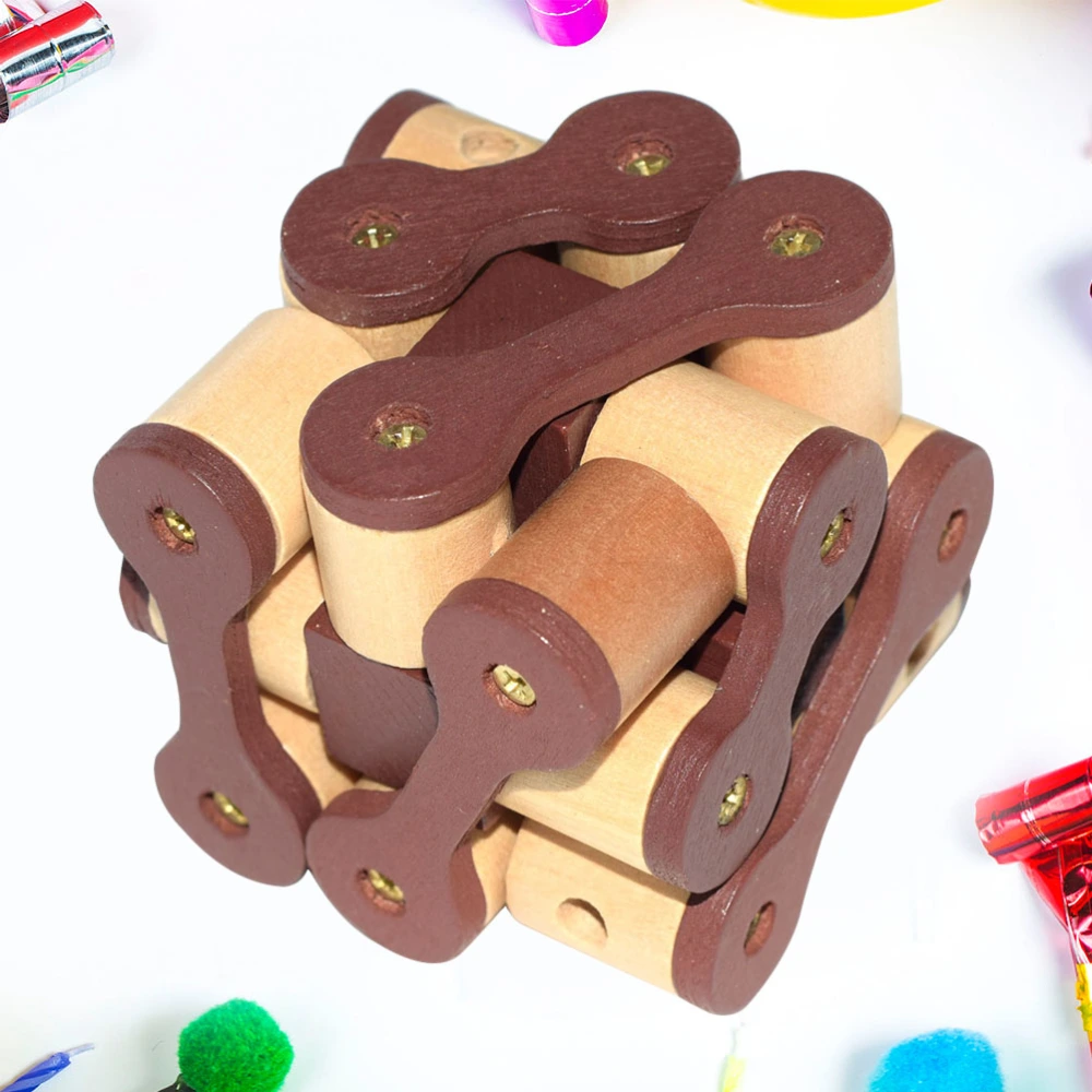 Kong Ming Lock Wooden Brain Teaser Chain Puzzle Toy Interlocking Jigsaw Puzzles for Kids