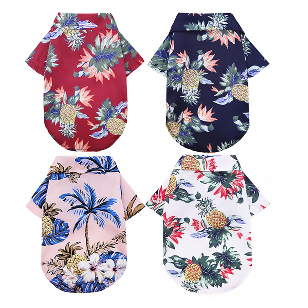 4pcs Hawaiian Dog Shirt Summer Sweatshirts Pet Shirt Cool Breathable Dog Clothes