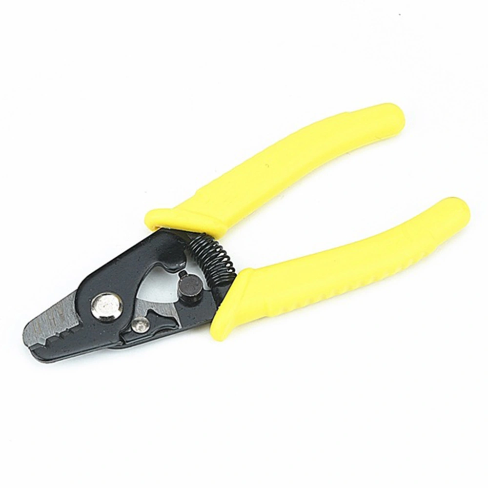 GQ-336 Cable Stripper Wire Cutting Pliers 3 Hole Fiber Optic Stripping Tool with Handle (Yellow)