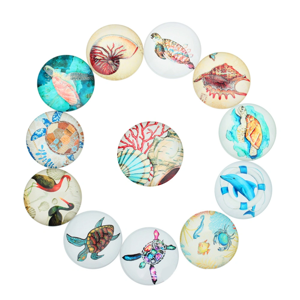 20PCS 25MM DIY Glass Interface Patch Marine Organism Pattern Glass Patches (Mixed Color)