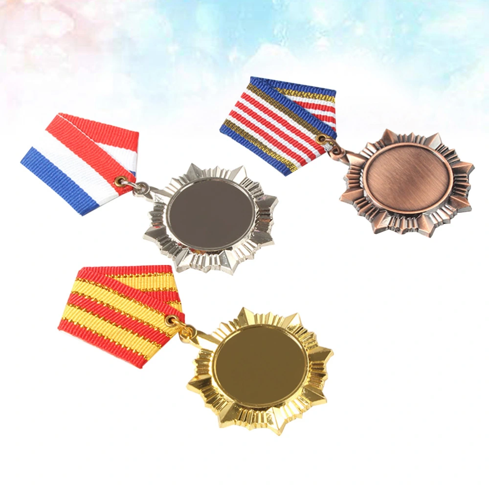 3pcs Metal Award Medals Honor Alloy Medal Monument Medal for Activity Competition (Gold, Silver, Bronze)