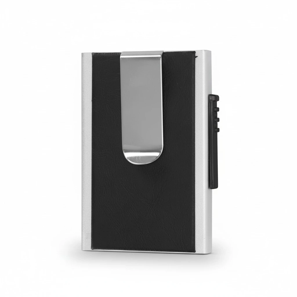 Men Aluminum Alloy Wallet Credit Cards Holder Wallet With Blocking Anti-theft Anti-degaussing Brush Bank Cards Credit Box(Black)