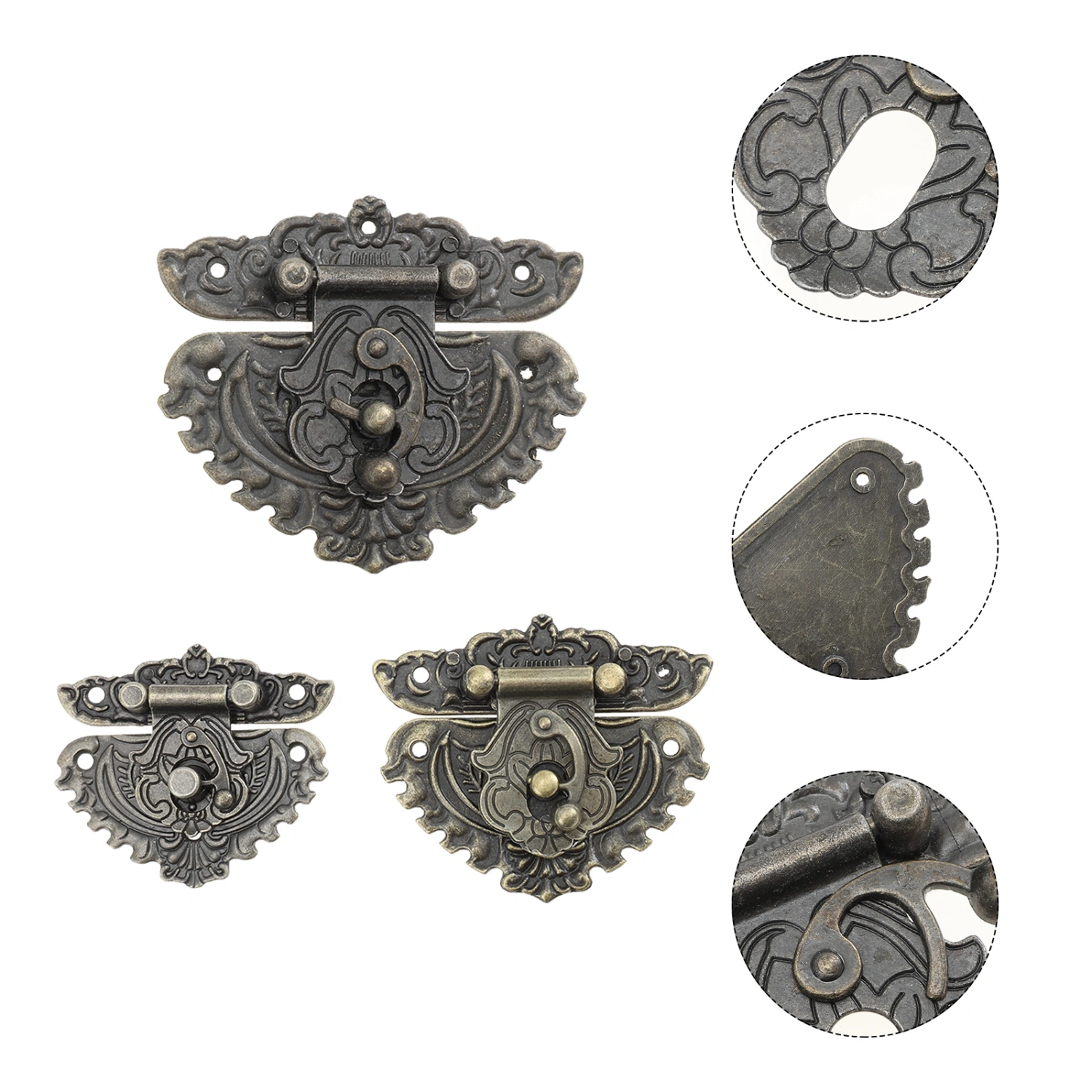 3pcs Wooden Box Lock Latches Jewelry Box Lock Hasp Antique Gift Box Lock Latches