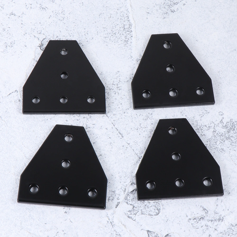 4pcs Aluminum Alloy 5 Hole T Shape Joining Plate Linear Extrusion Device for for 3D Printer Parts Accessories Black (2020T)