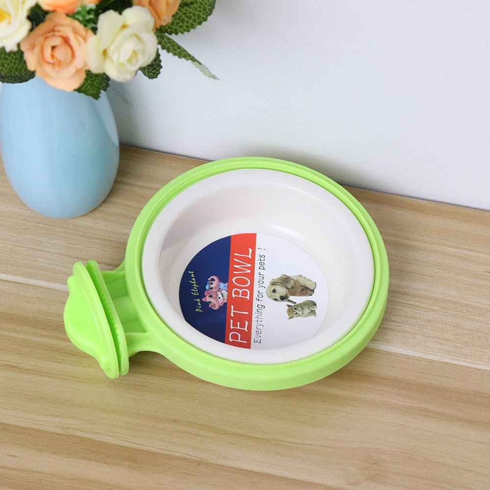 Pets Bowl Hanging on Cages Single Bowl Dogs Cat Water Food Feeder Dish Feeding Bowl (Green)