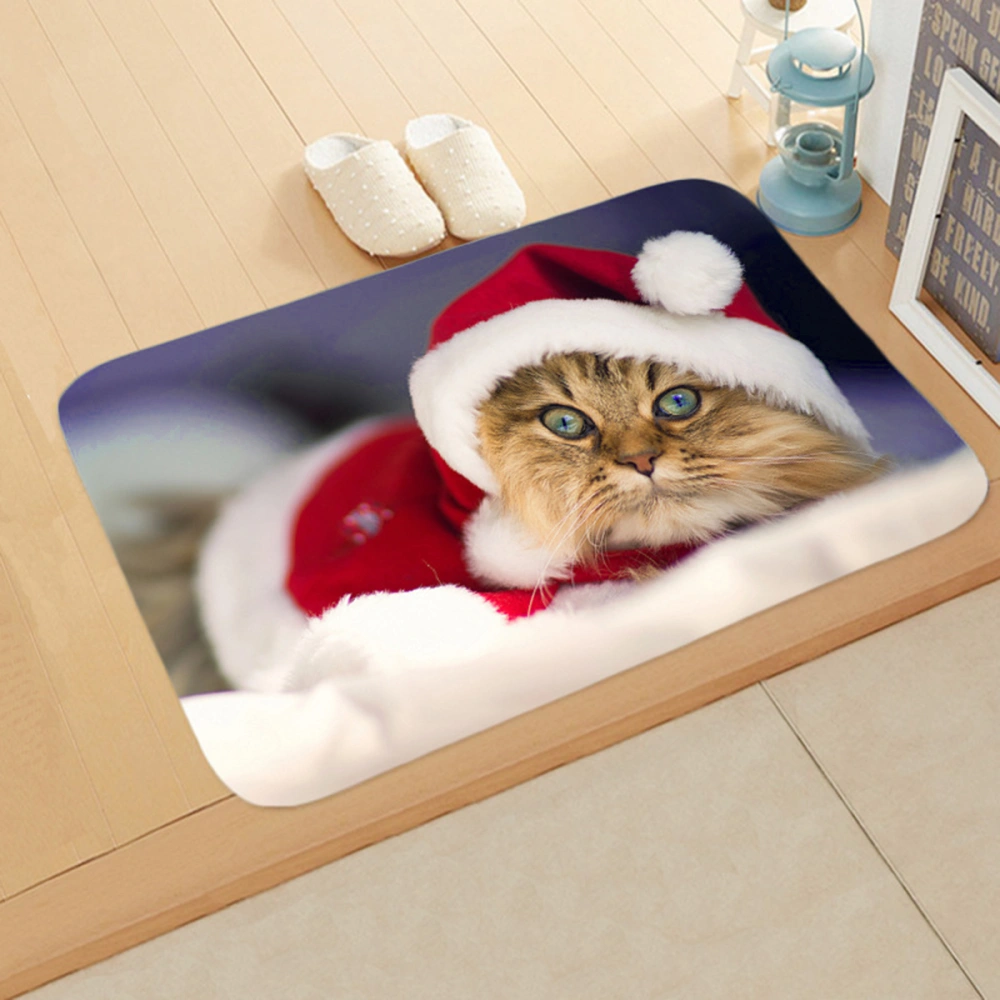 Non-slip Water Absorption Carpet Square Christmas Themed Cartoon Floor Mat for Bathroom Bedroom Toilet Kitchen (Pattern 6)