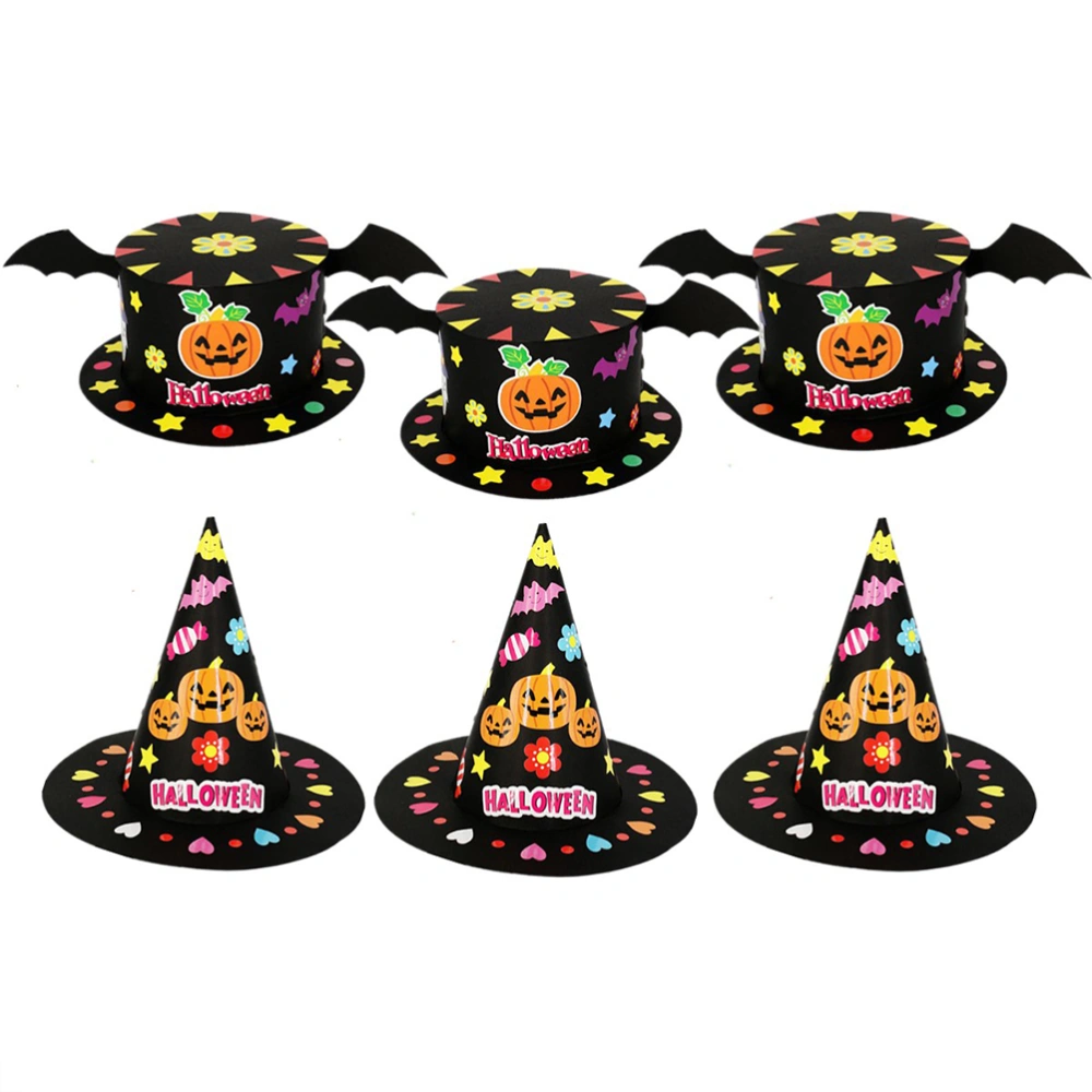 2pcs DIY Craft Kit Halloween Hat Creative Paper Party Hat Handmade Craft Kit Cartoon Hat for Kids