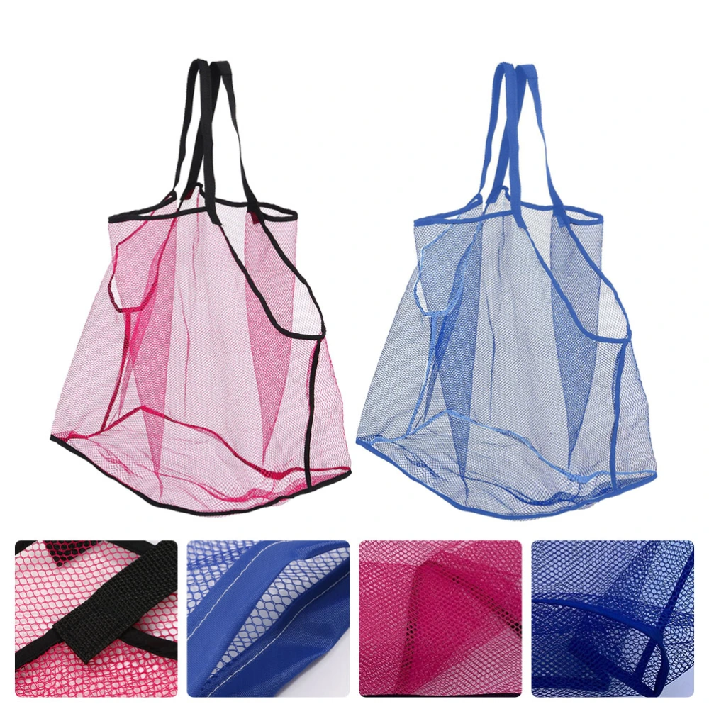 2pcs Large Mesh Beach Bags Seashell Mesh Bags Breathable Sea Shell Bags