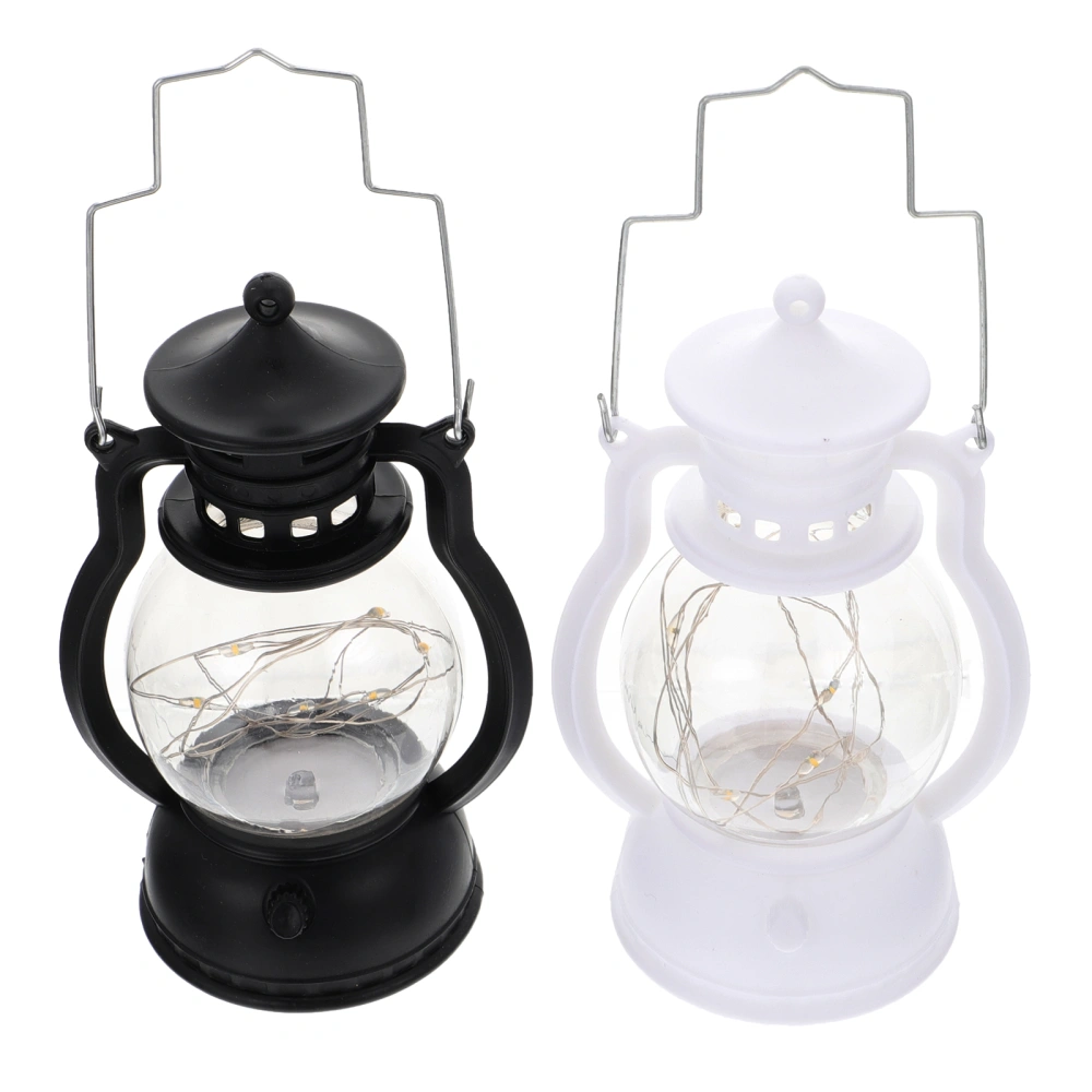 2Pcs Handheld Retro Lantern Creative Decorative Lamp Electronic Candle Light