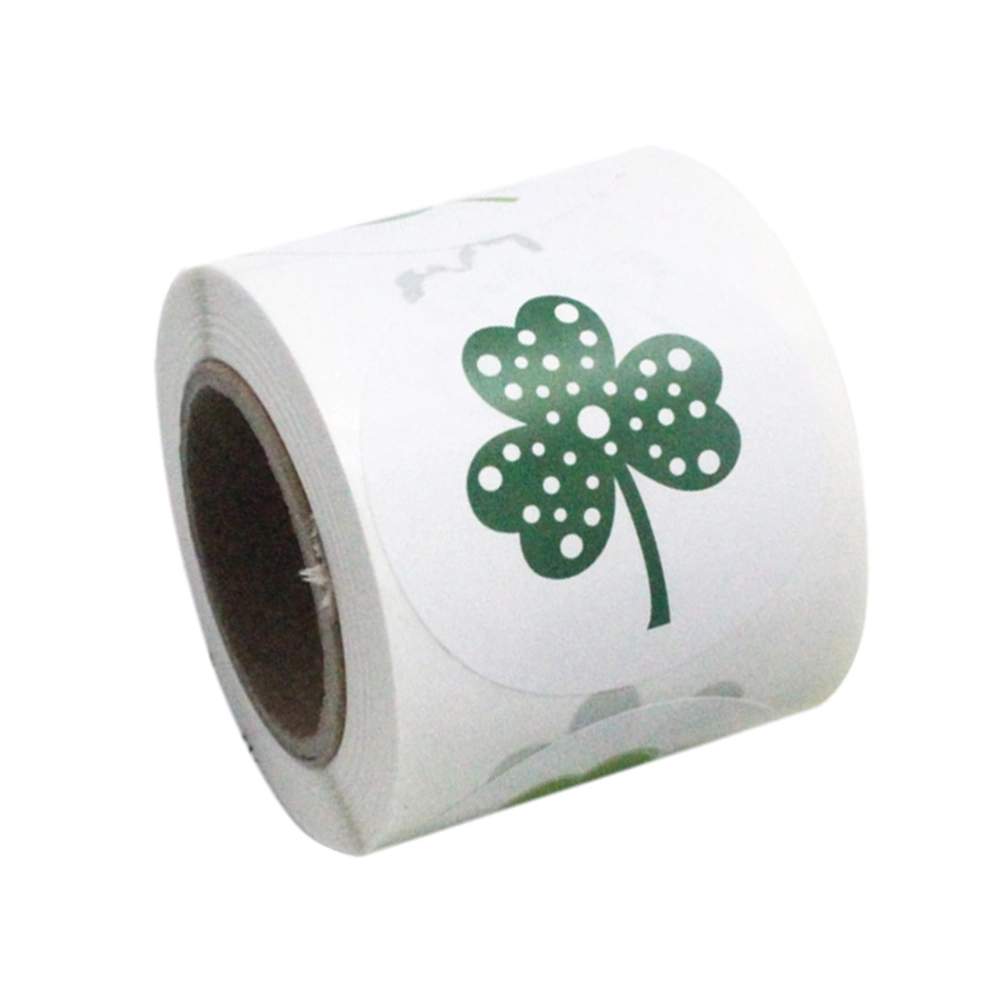 500pcs in 1 Roll Shamrock Self-Adhesive Sealing Stickers Creative St Patricks Day Label Decals Home DIY Decorative Supplies Decoration for Festival