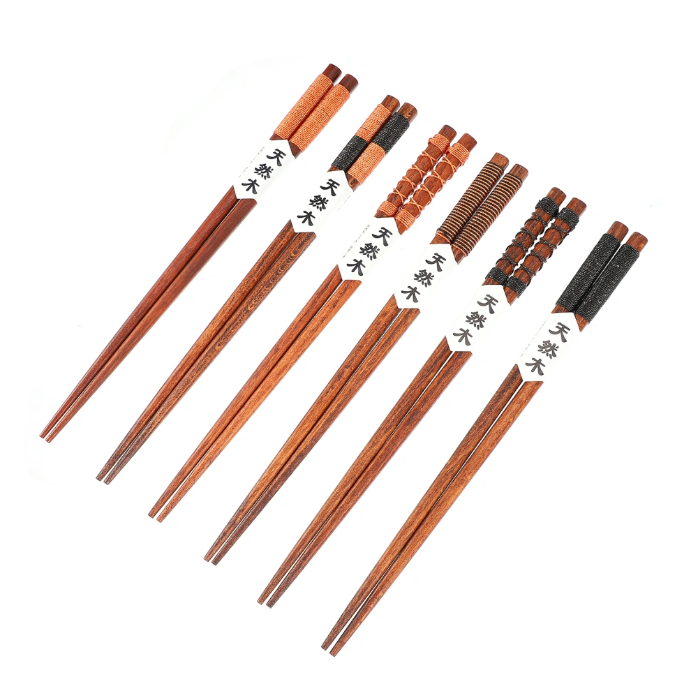 1 Set 6 Pairs Durable Wooden Long Chopsticks Practical Hot Pot Chopsticks