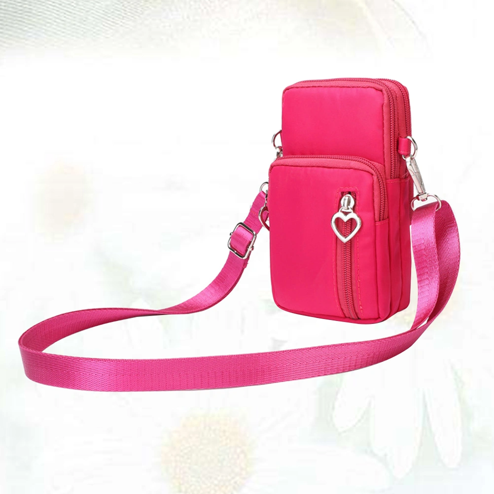 Women Fashion Sports Mini Square Bag Oxford Cloth Messenger Bag Cellphone Pouch Crossbody Bags (Red)