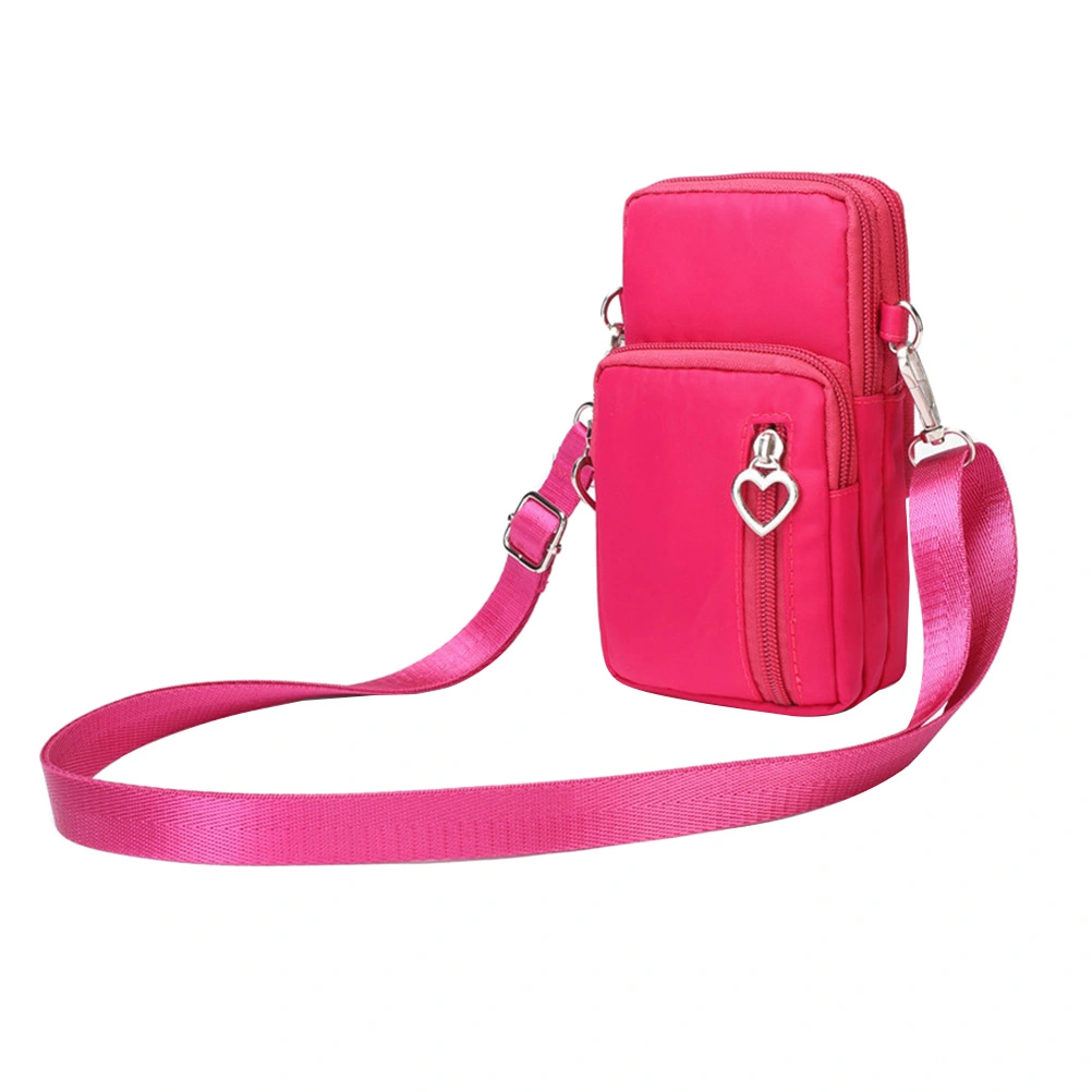 Women Fashion Sports Mini Square Bag Oxford Cloth Messenger Bag Cellphone Pouch Crossbody Bags (Red)