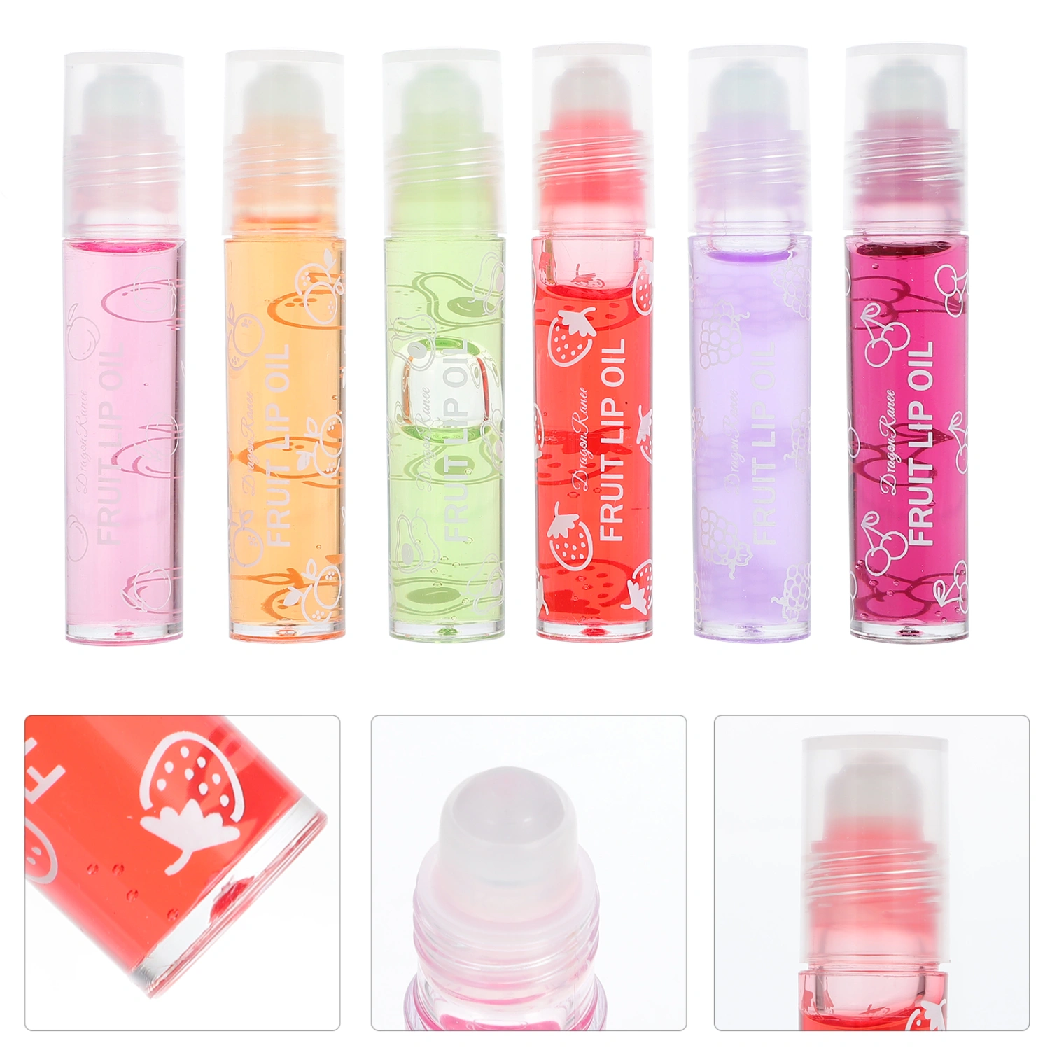 6pcs Portable Fruit Lip Balms Fruit Lip Liquid Gloss Moisturizing Lip Gloss