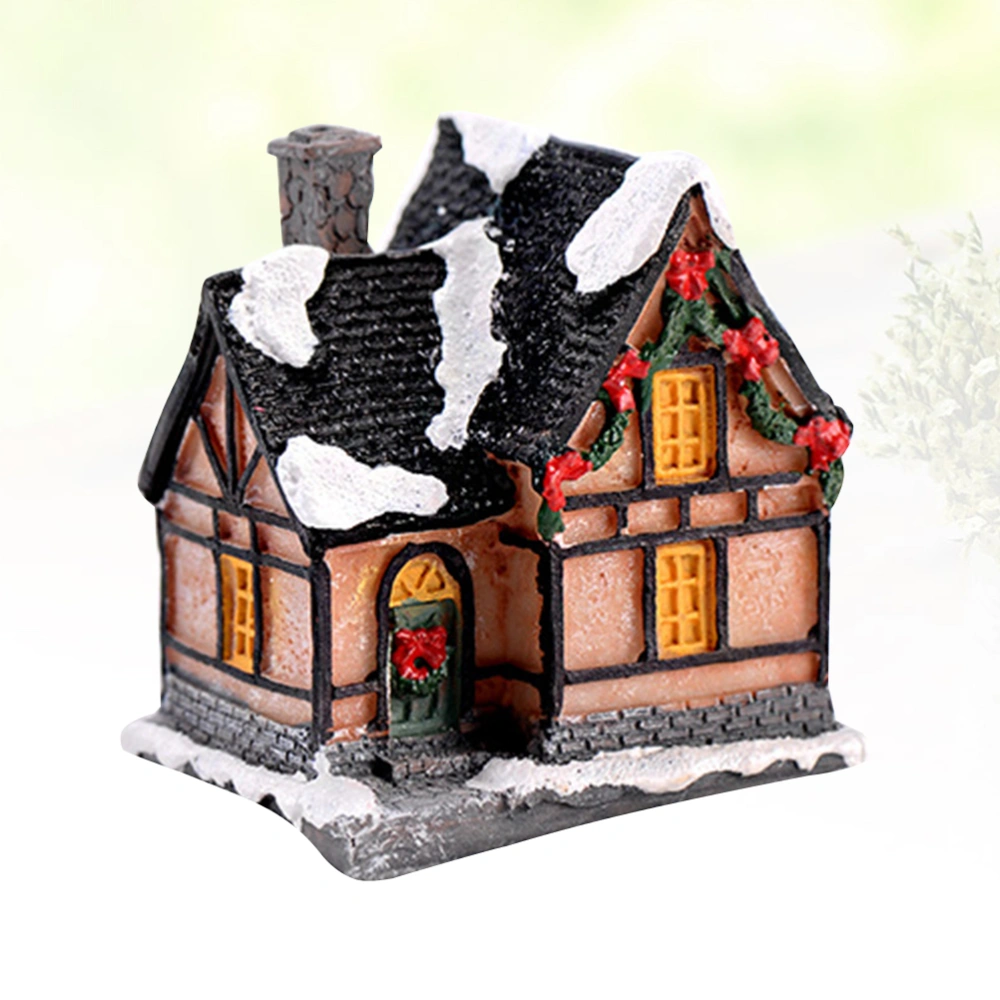 Christmas Snow Covering House Moss Model Decor Resin Craft Plant Pot Ornament Fairy Garden Landscape Accessory (Random Model)