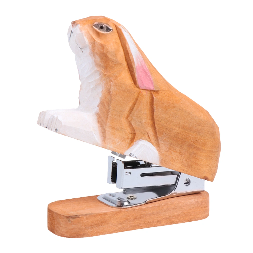 Rabbit Shape Portable Stapler Wooden Creative Book Sewer Manual Stapling Machine Student Stationery for School Students