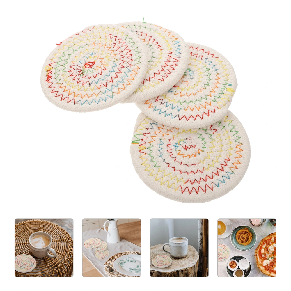 4Pcs Japanese Hand-woven Placemat Anti-scald Table Mat Home Bowl Pad Decor