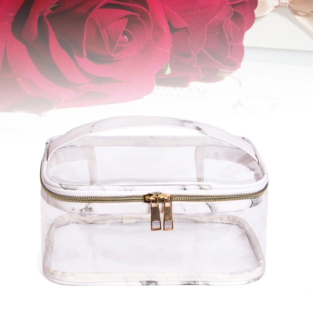 PVC Transparent Cosmetic Bag Large Capacity Storage Bag Portable Waterproof Storage Bag White Transparent Bucket Bag