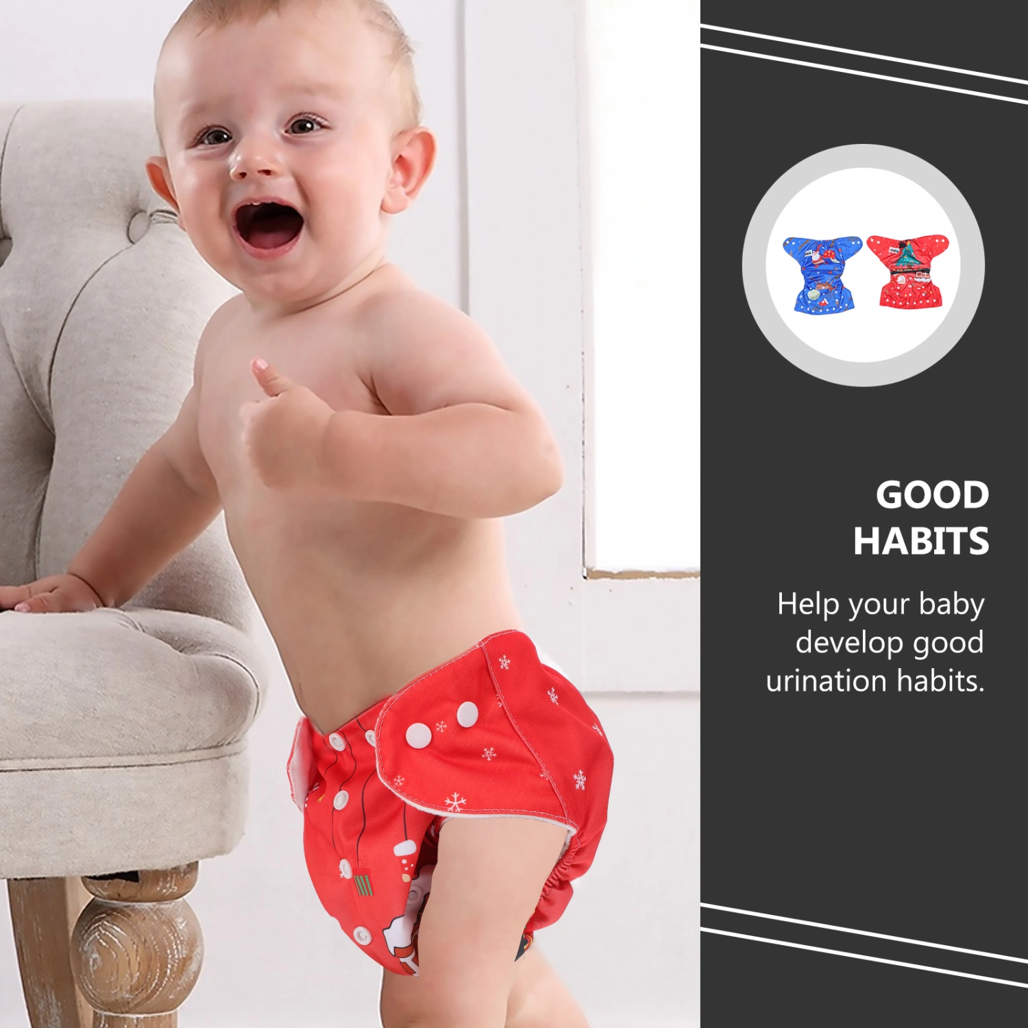 2Pcs Christmas Baby Training Pants Newborn Washable Nappy Pants (Assorted Color)