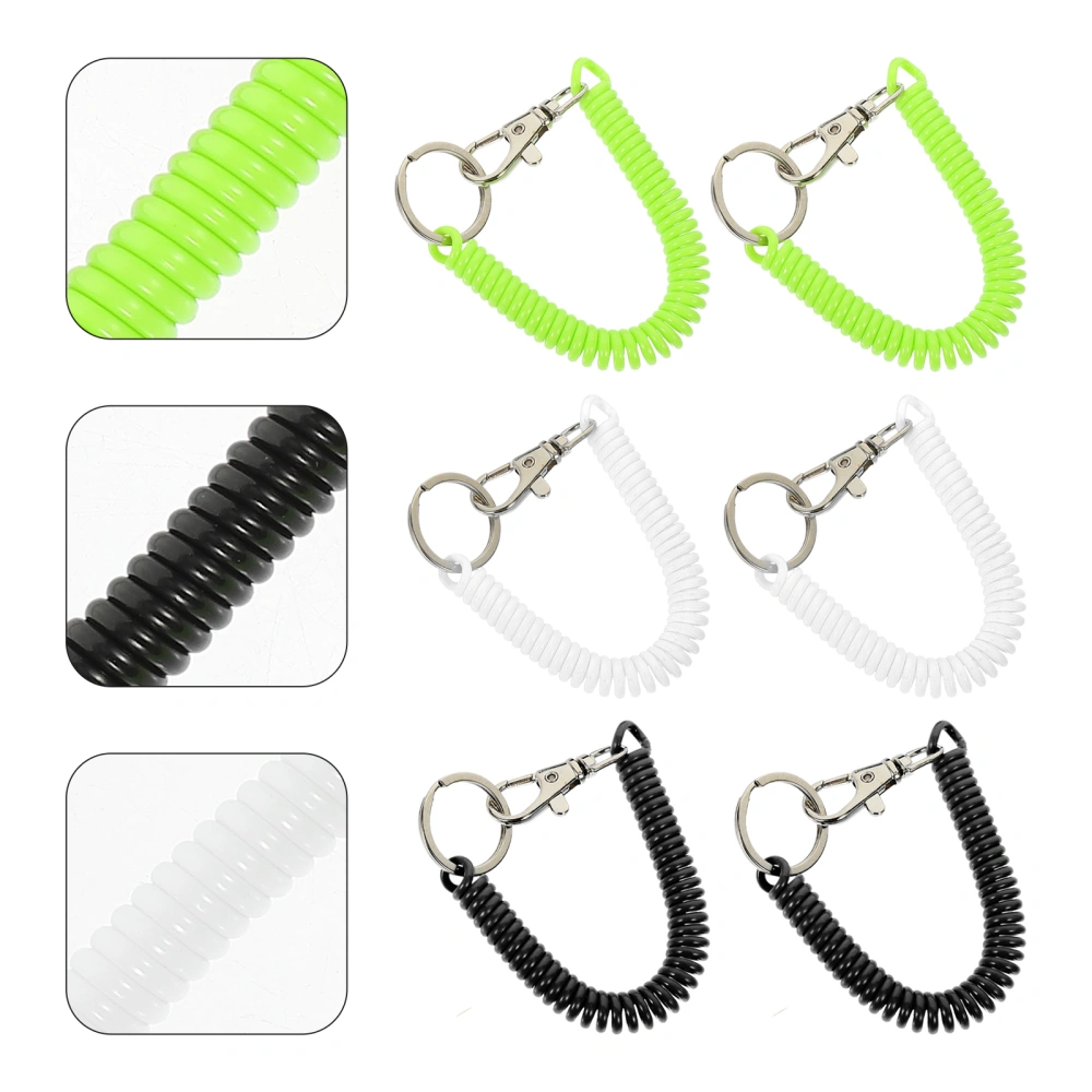 6Pcs Spring Coil Key Rings Retractable Key Chain Key Ropes for Women Men Kids