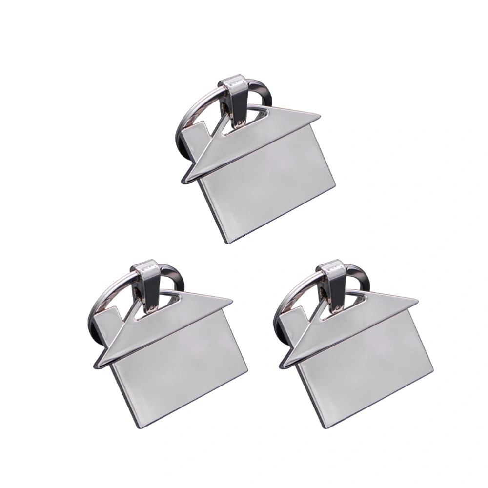 3pcs Chic House Shaped Keychains Creative Key Holder Unique Key Ring Key Decoration Small Gift for Men Women (Silver)