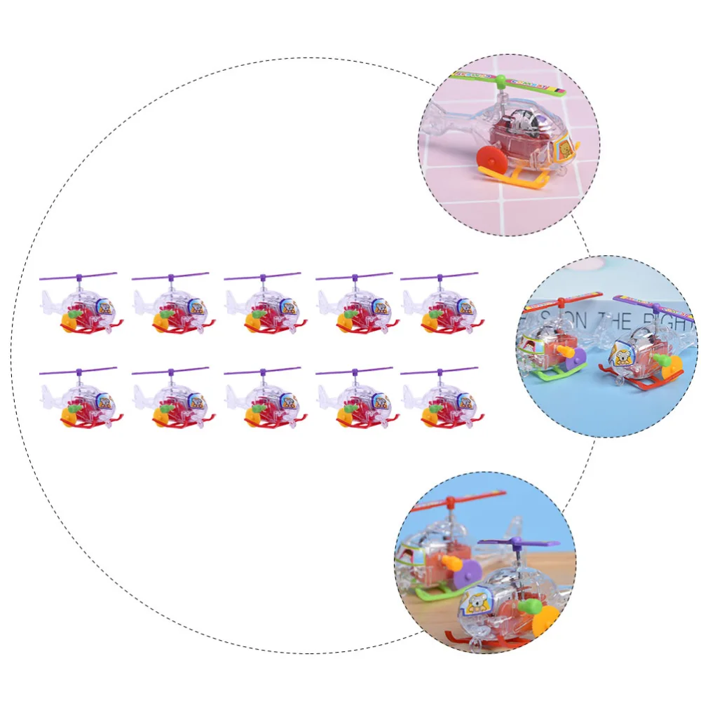 10pcs Wind-up Plastic Helicopter Toy Clockwork Toys Kids Funny Party Playthings