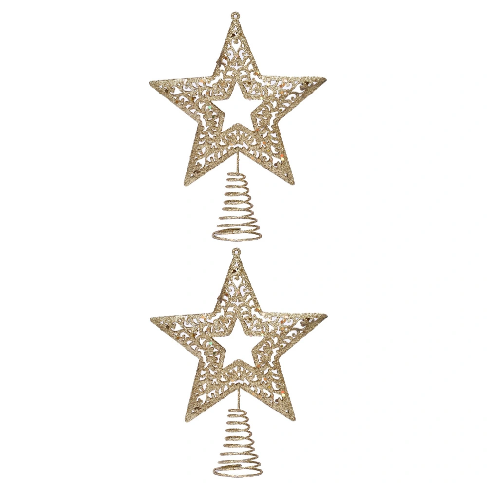 2pcs Hollow Treetop Star Decor Christmas Tree Star Christmas Tree Ornaments