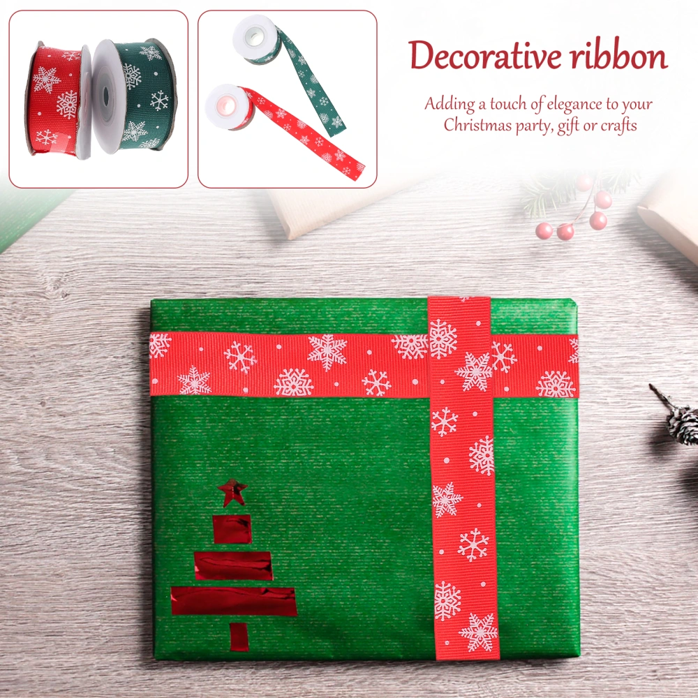 2 Rolls Christmas Packaging Ribbon Xmas DIY Bowknot Ribbon Gift Wrapping Ribbon