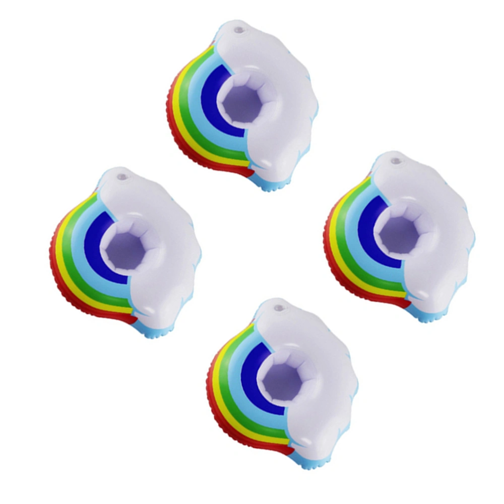 4pcs Inflatable Floating Rainbow Drink Holder Swimming Pool Float Coasters