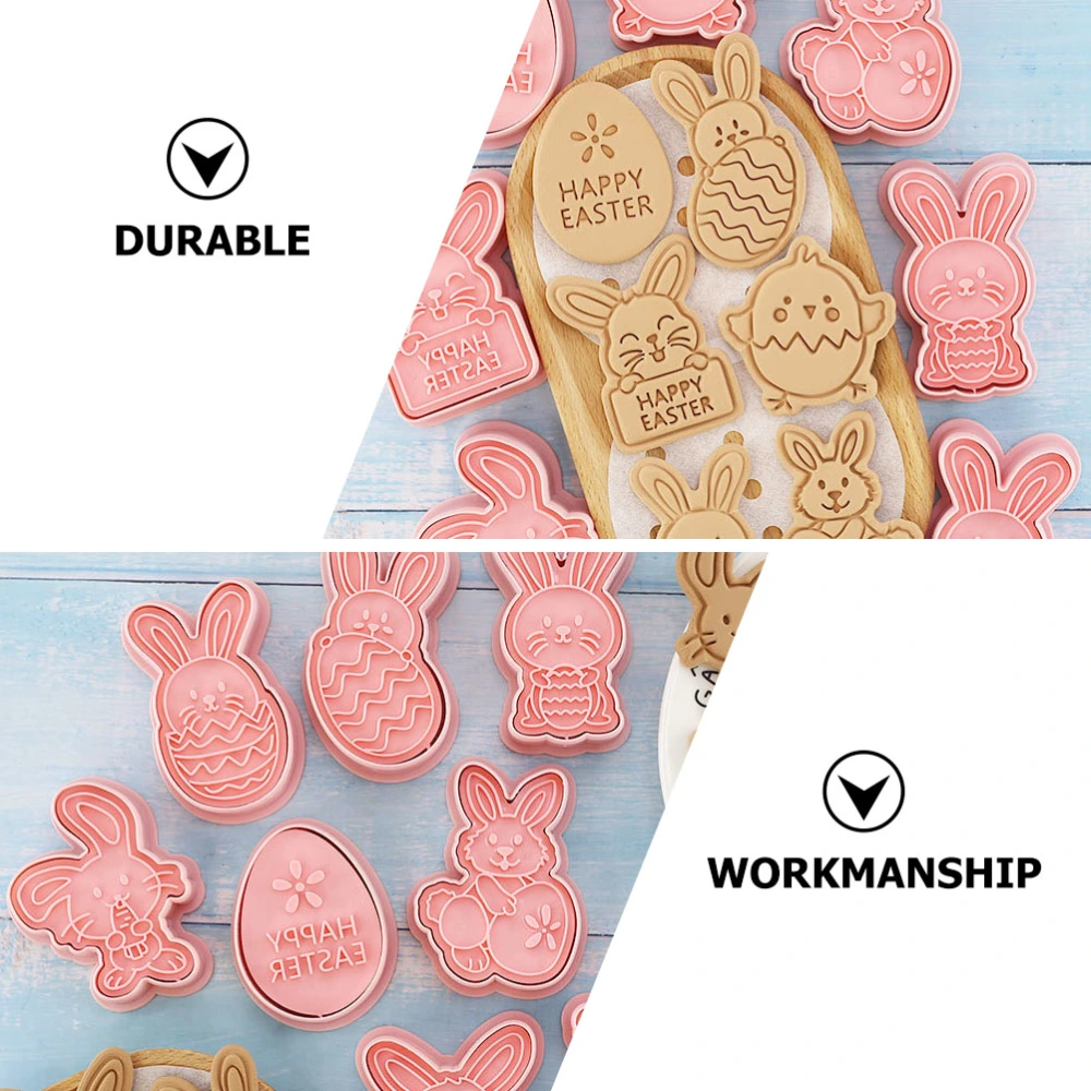 8PCS DIY Cartoon Baking Cookie Embossing Molds Easter Rabbit Chick Egg DIY Baking Molds