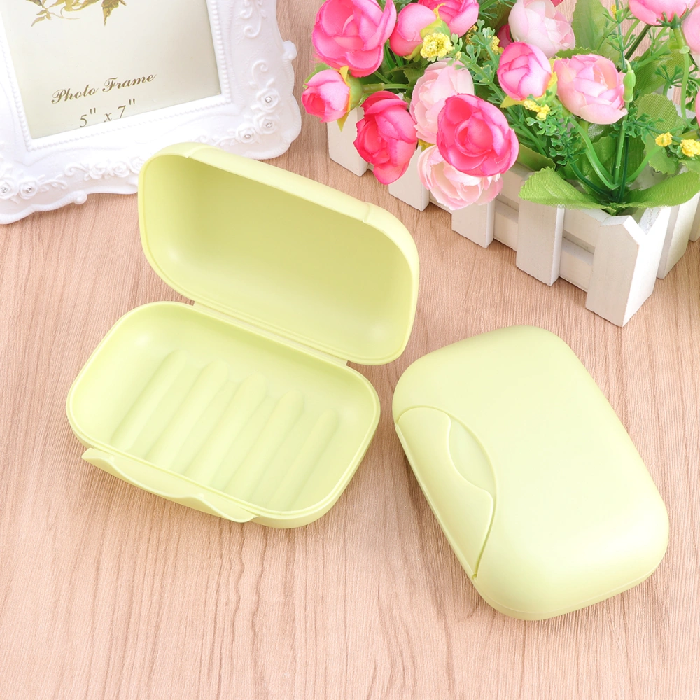 Creative Portable Soap Dish Box Soap Holder Container Traveling Sealed Soap Case Size L (Green)