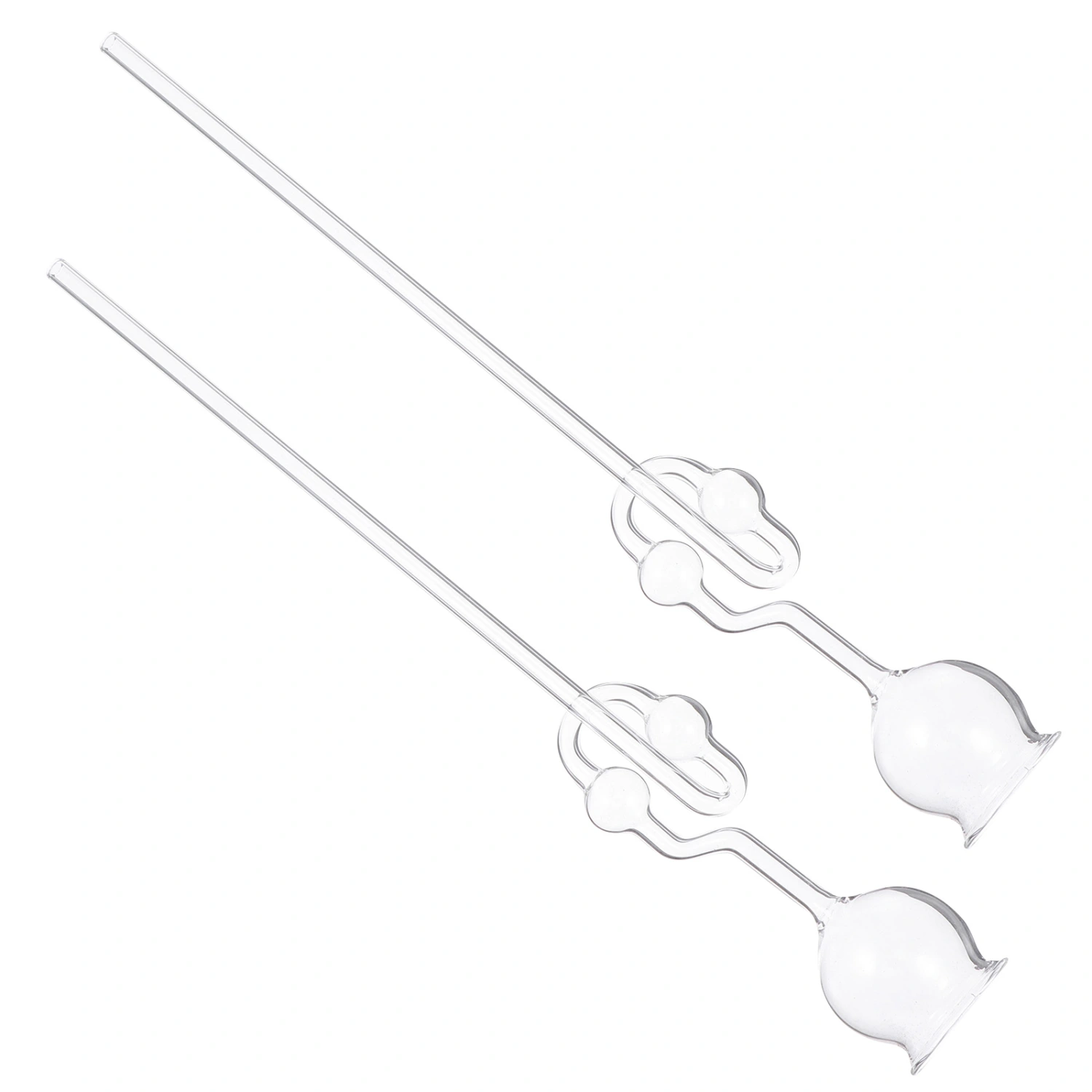2pcs  Transparent Funnel Glass Safety Funnel Scientific Long Funnel for School