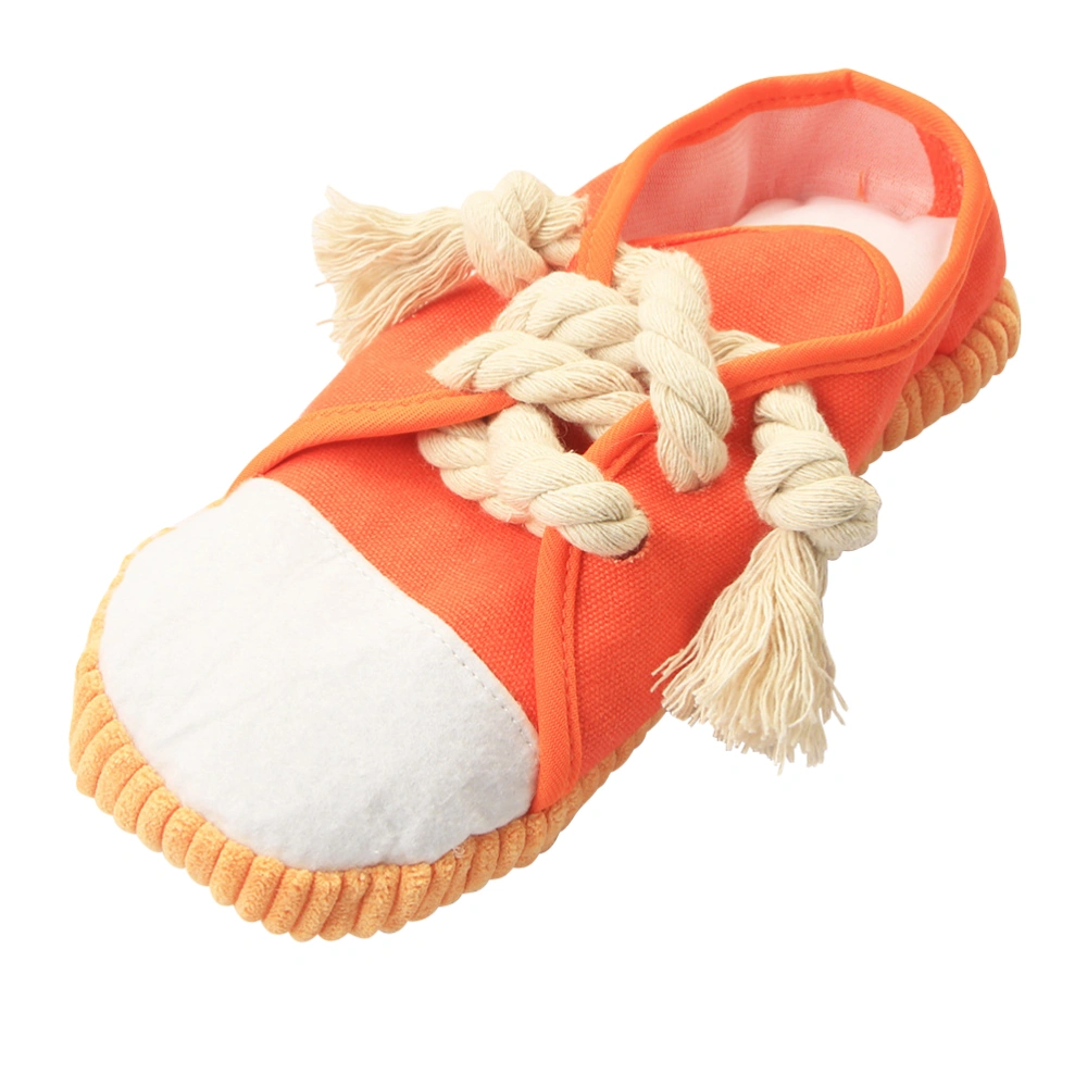 Pet Creative Pet Slipper Toy Adorable Dog Chewing Toys Cartoon Sound Making Chewing Plaything Puppy Educational Toy (Orange)