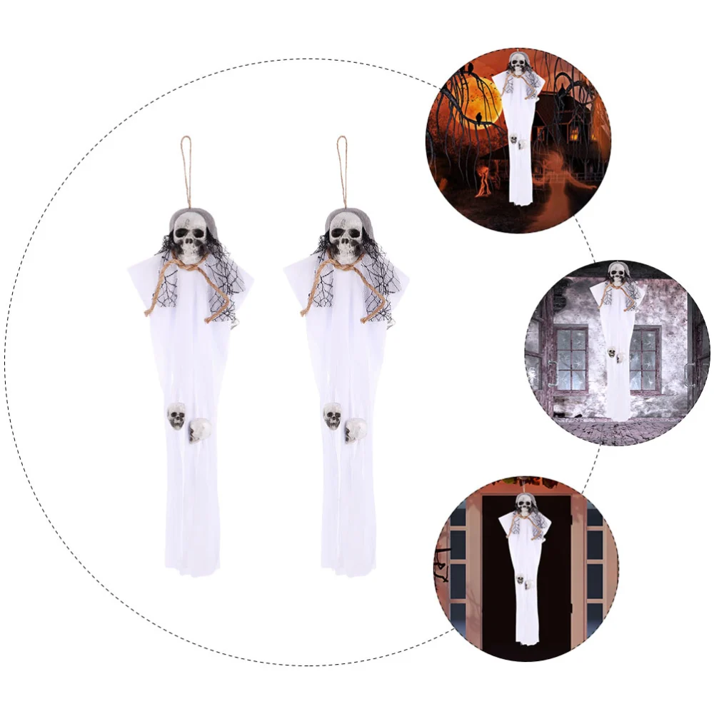 2Pcs Halloween Hanging Ghost Halloween Party Decoration Skeleton Door Pendant