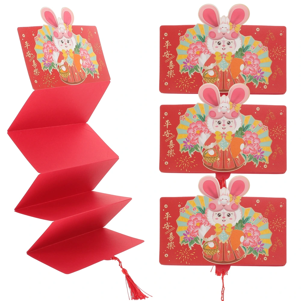 4Pcs Chinese New Year Red Envelopes Creative Rabbit Year Red Packets New Year Supplies