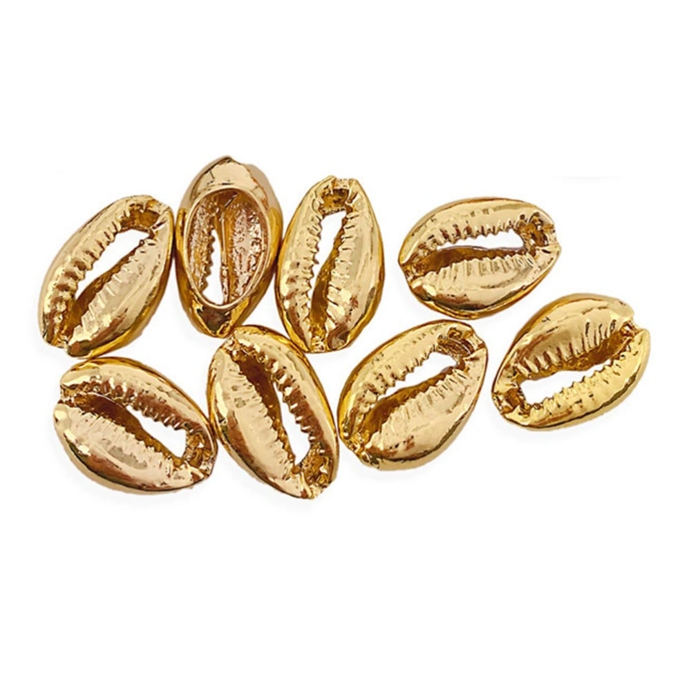 50 Pcs 15mm Golden Electroplated Shell Beads Cowrie Shells Natural Seashells for Anklet Bracelet Craft Making (Golden)