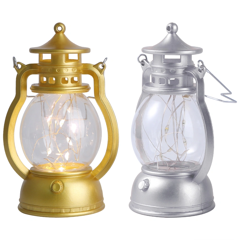 2Pcs Hand-held Lanterns Decorative Retro Lanterns Creative Kerosene Lamps