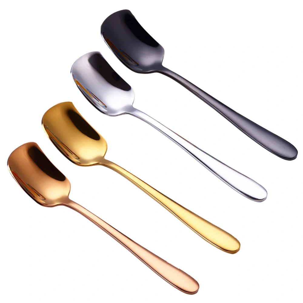 4pcs Delicate Elegance Stainless Steel Ice Cream Spoon Dessert Spoons Coffee Tea Mixing Spoons