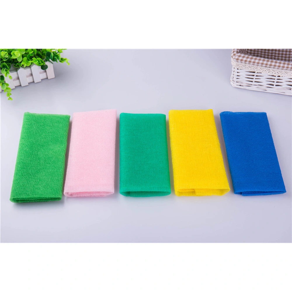 5pcs Nylon Bath Towel Long Exfoliate Shower Towel Back Scrubber for Women Men Mixed Color