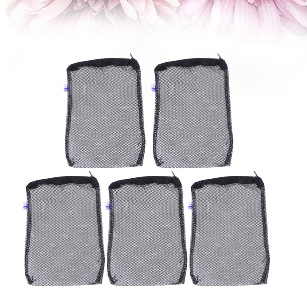 5pcs Fine Hole Filter Bag Zipper Filtering Bag Creative Mesh Pouch for Aquarium Fish Tank (Black, Size L)