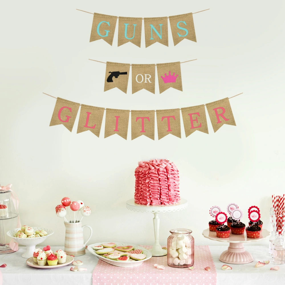 Baby Gender Reveal Party Supplies Burlap Banner Gender Reveal Theme Bunting Boy or Girl Garland for Party Decoration