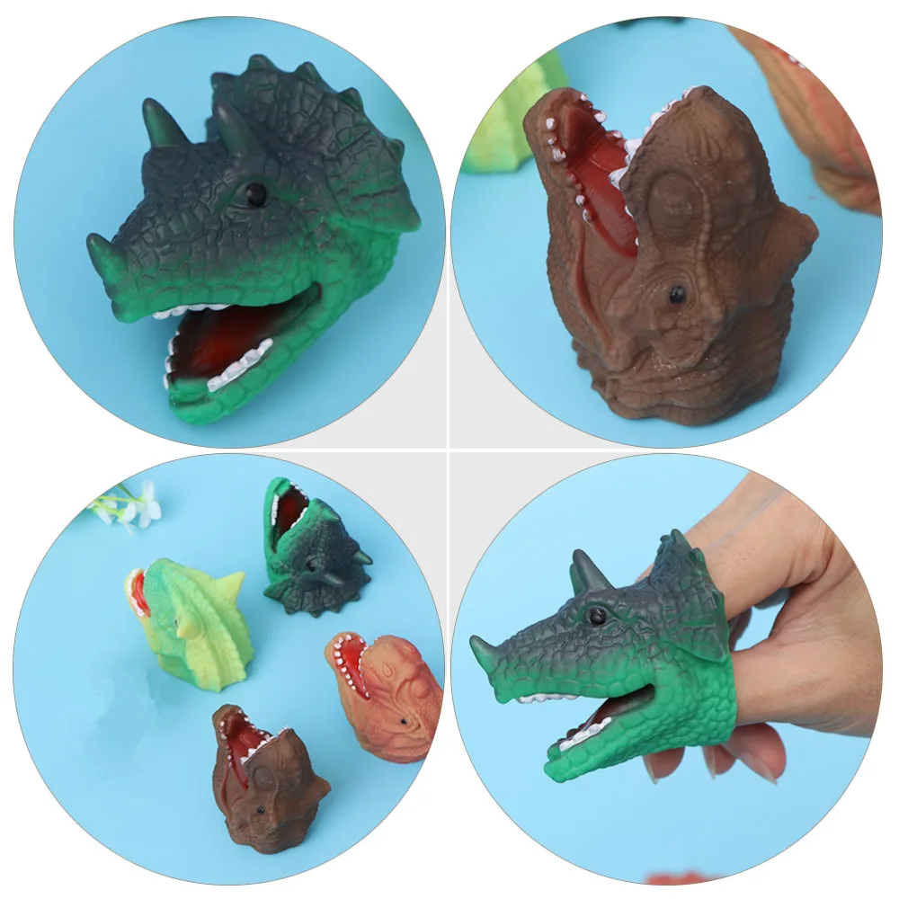 4 Pcs Dinosaur Head Shape Finger Puppets Toy Plastic Finger Puppet Toys Kids Toys