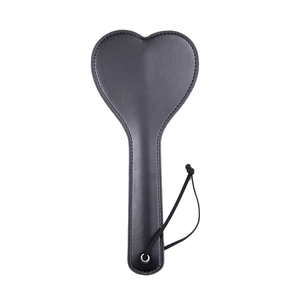 Glossy Leather Spanking Paddle Heart Whip Slapper Restraint Sex Toy Roleplay Accessories for Couples Adults (Black)