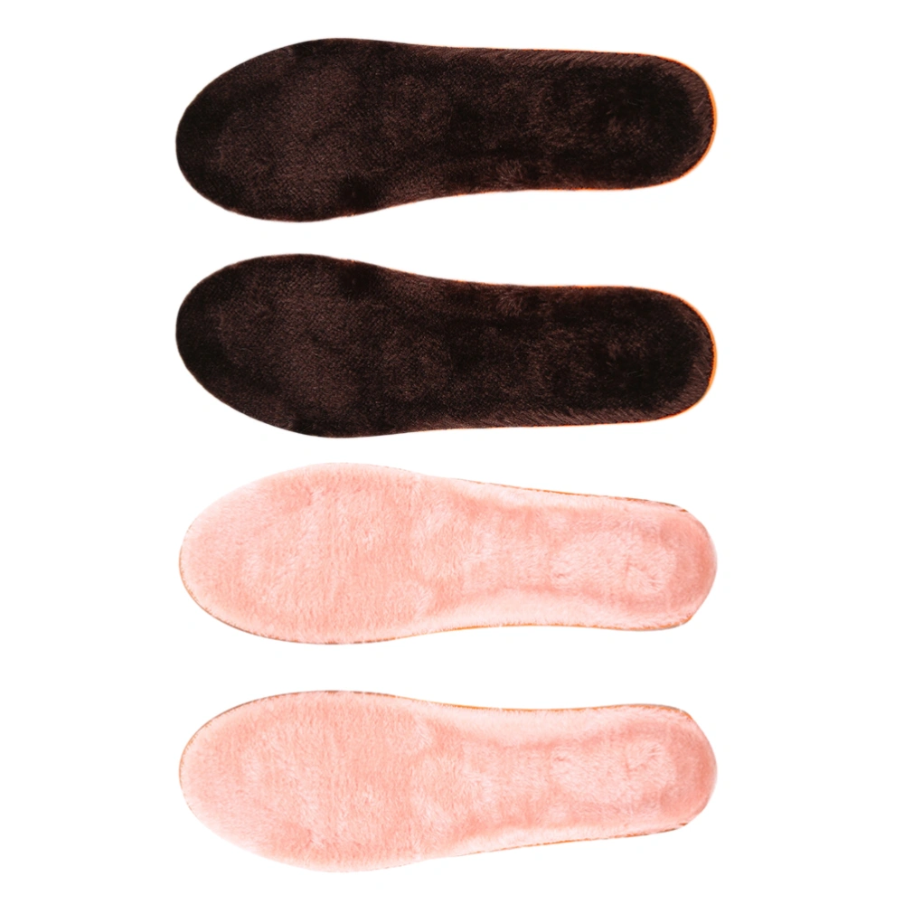 2 Pairs Simulation Wool Insoles Plush Shoes Pads Thicken Shoes Pads Winter Warm Insoles (Size 37-39)