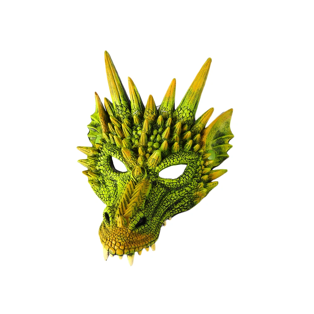 Dragon Mask Cosplay Costume Prop Mask Dress-up Face Cover Accessory Photography Props for Masquerade Party Carnival Performance (Green)
