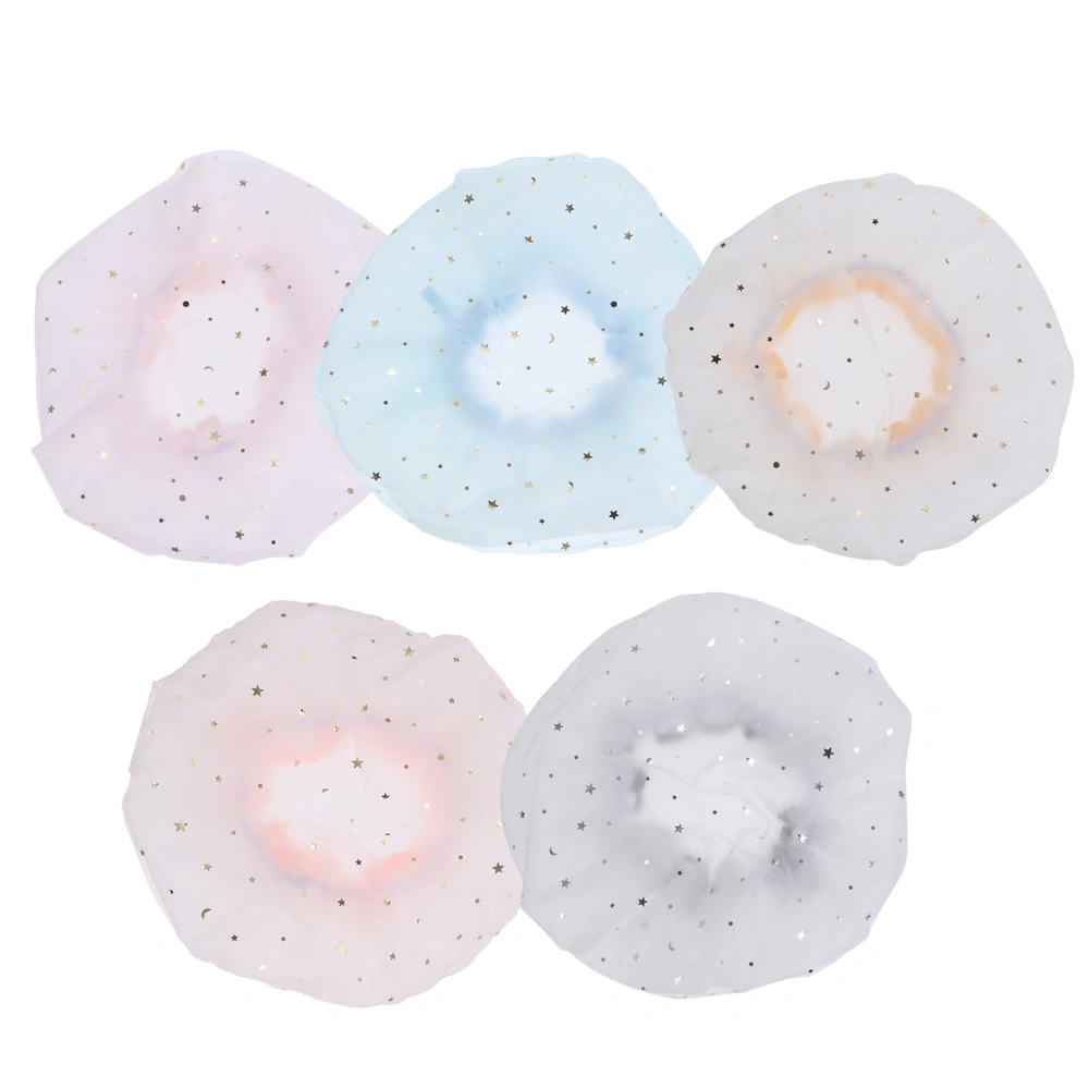 5pcs Elastic Shower Gauze Double Layers Hair Wrap Reusable Bath Hat