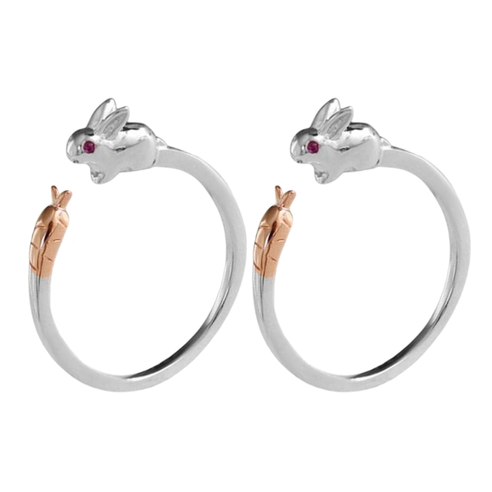 2pcs Rabbit Opening Ring Personality Alloy Ring Adorable Bunny Jewelry Ring