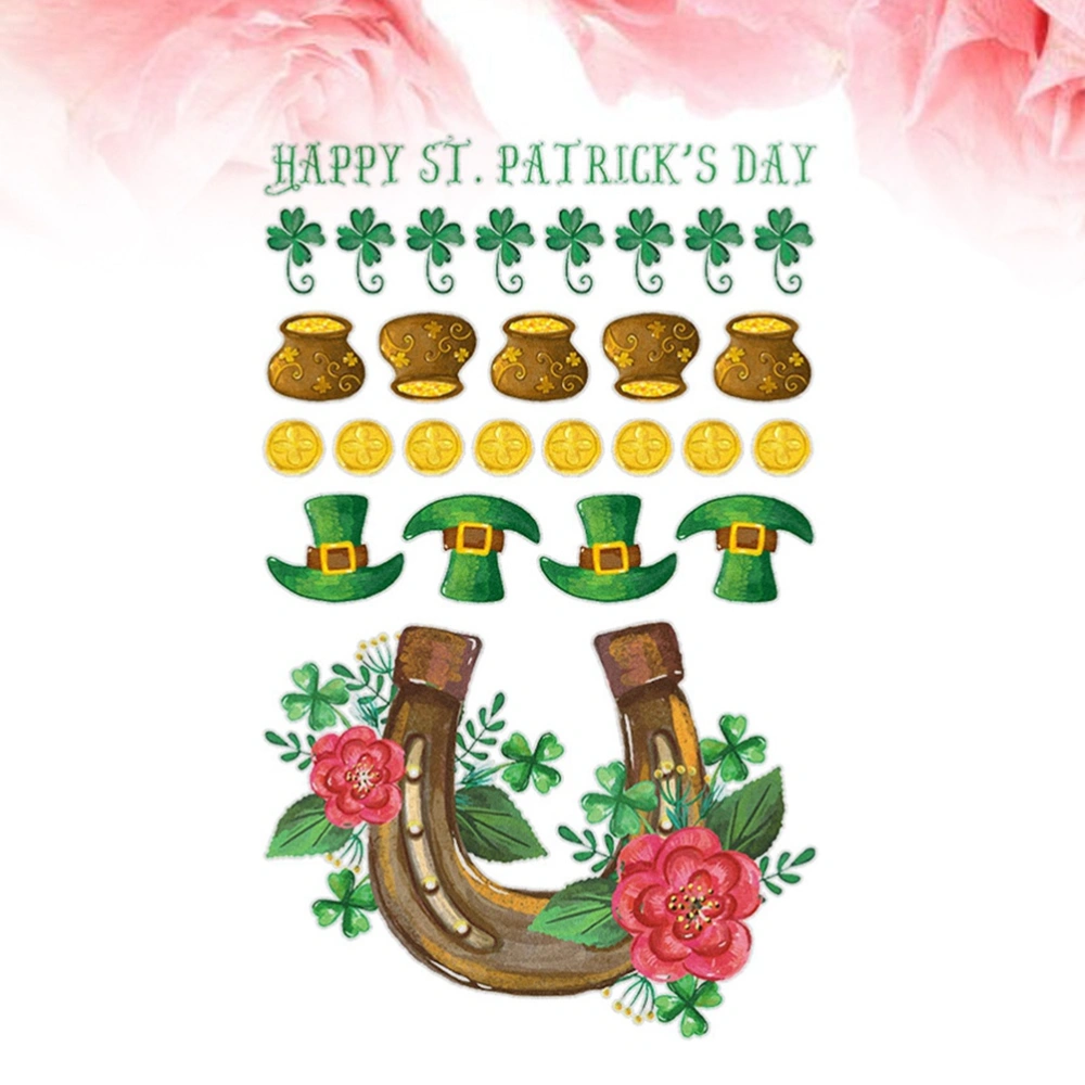 1pc Wall Posters Saint Patrick's Day Gold Coin Pot Horseshoe Wall Window Stickers for Home Decorations (WCS1093: 28 x cm)